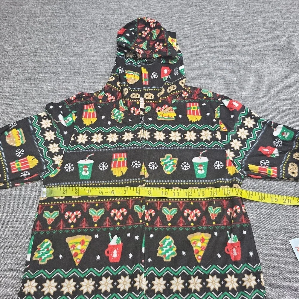 Cat & Jack Boys Girl Union Suit Size Large 10/12 Printed Christmas One Piece